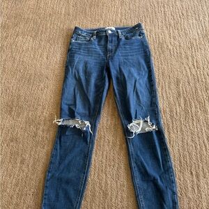 PAIGE Dark Blue Ripped Skinny Jeans